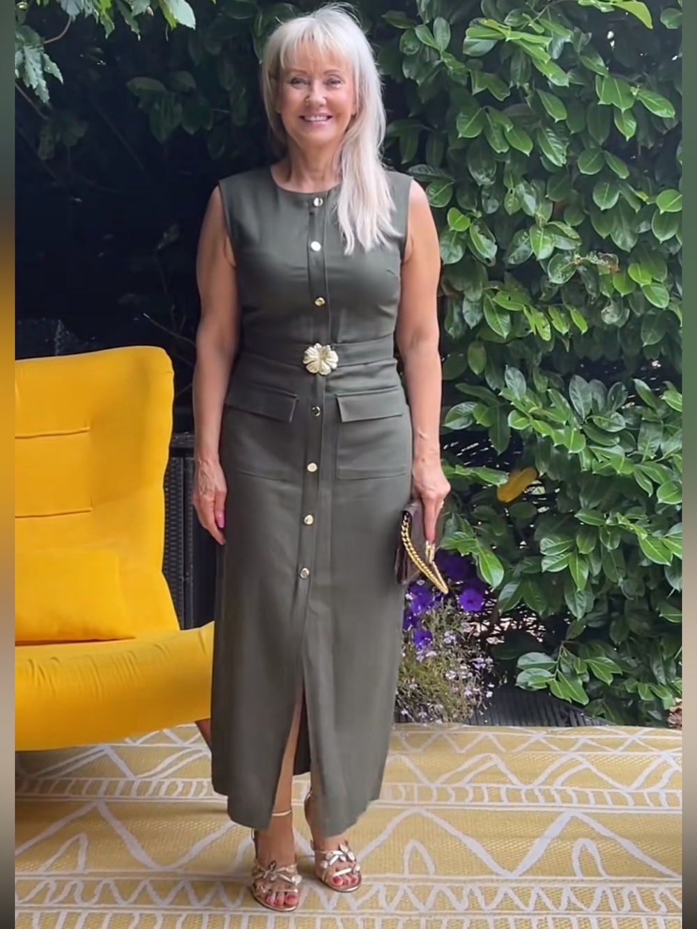 Zara Olive Green LINEN BELTED MIDI DRESS - Picture 6 of 15